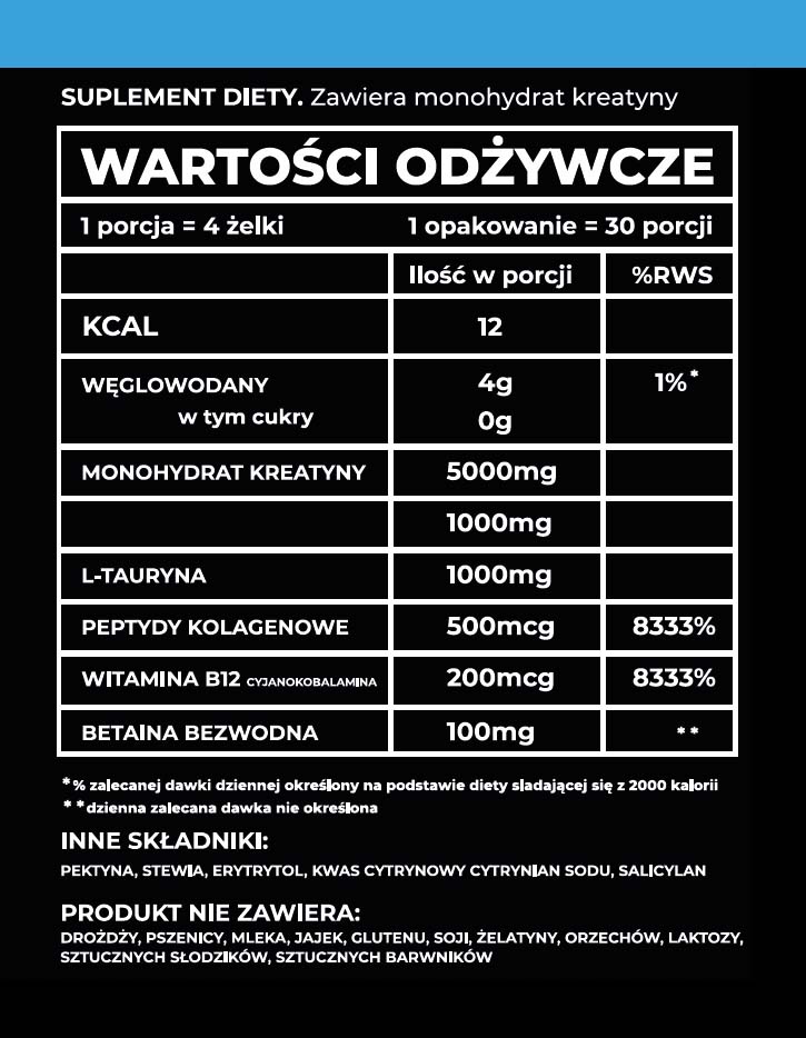 Żelki Kreatynowe 120 szt. Jagodowe